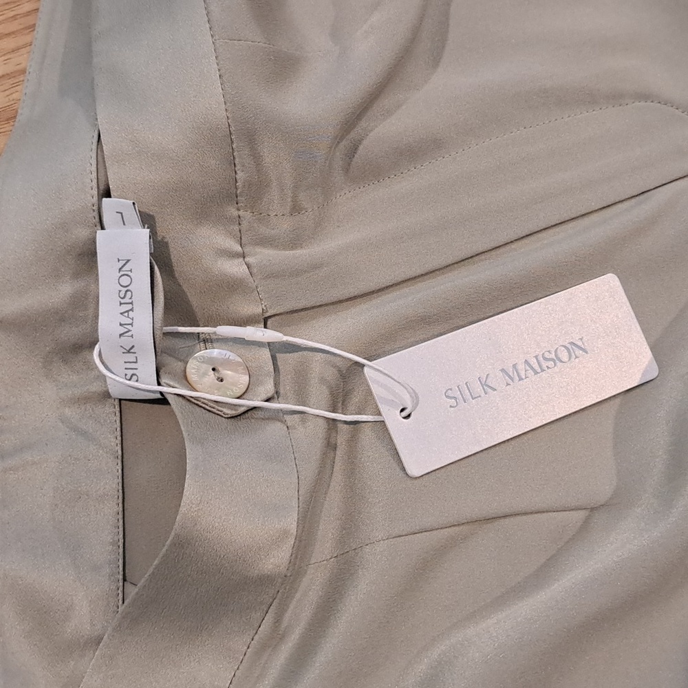 NWT Celadon Wide Leg Silk Trousers (Celadon/Sage Green) - Silk Maison - Picture 10 of 11